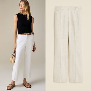 NWT J CREW Tall Kaya pant in stretch linen blend in Flax Ivory